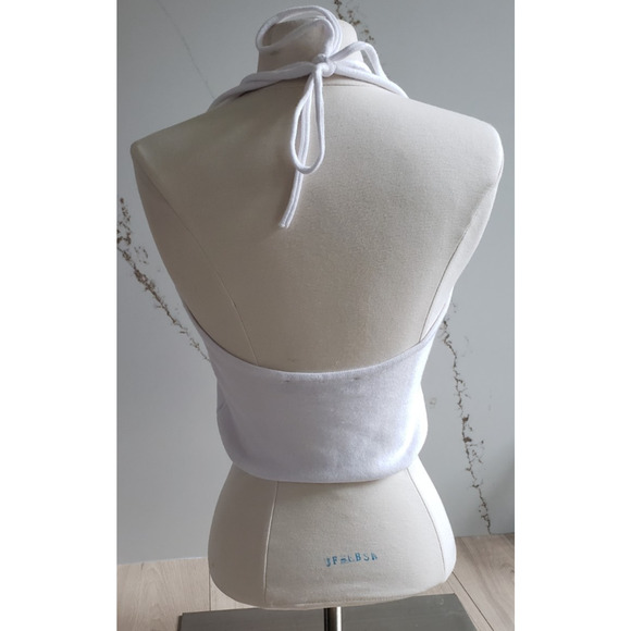 Lioness Top Womens Small White Halter Long Sleeve Backless Crop Y2K Clubwear - Picture 4 of 5